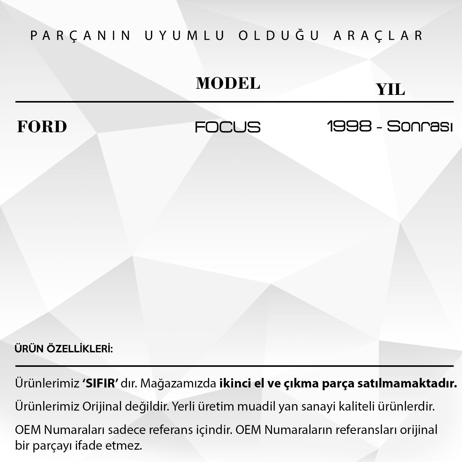 Ford Focus için Arka Sol Kapı Cam Tamir Takımı