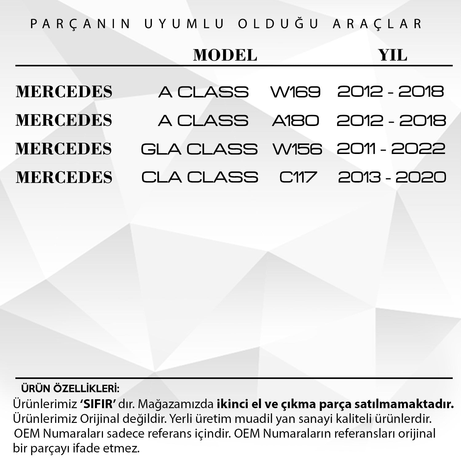 Mercedes GLA CLASS  W156, X156 için Panoramik Tavan Sunroof Uzun Kızak Tamir Seti Uzunluk:62.7 cm