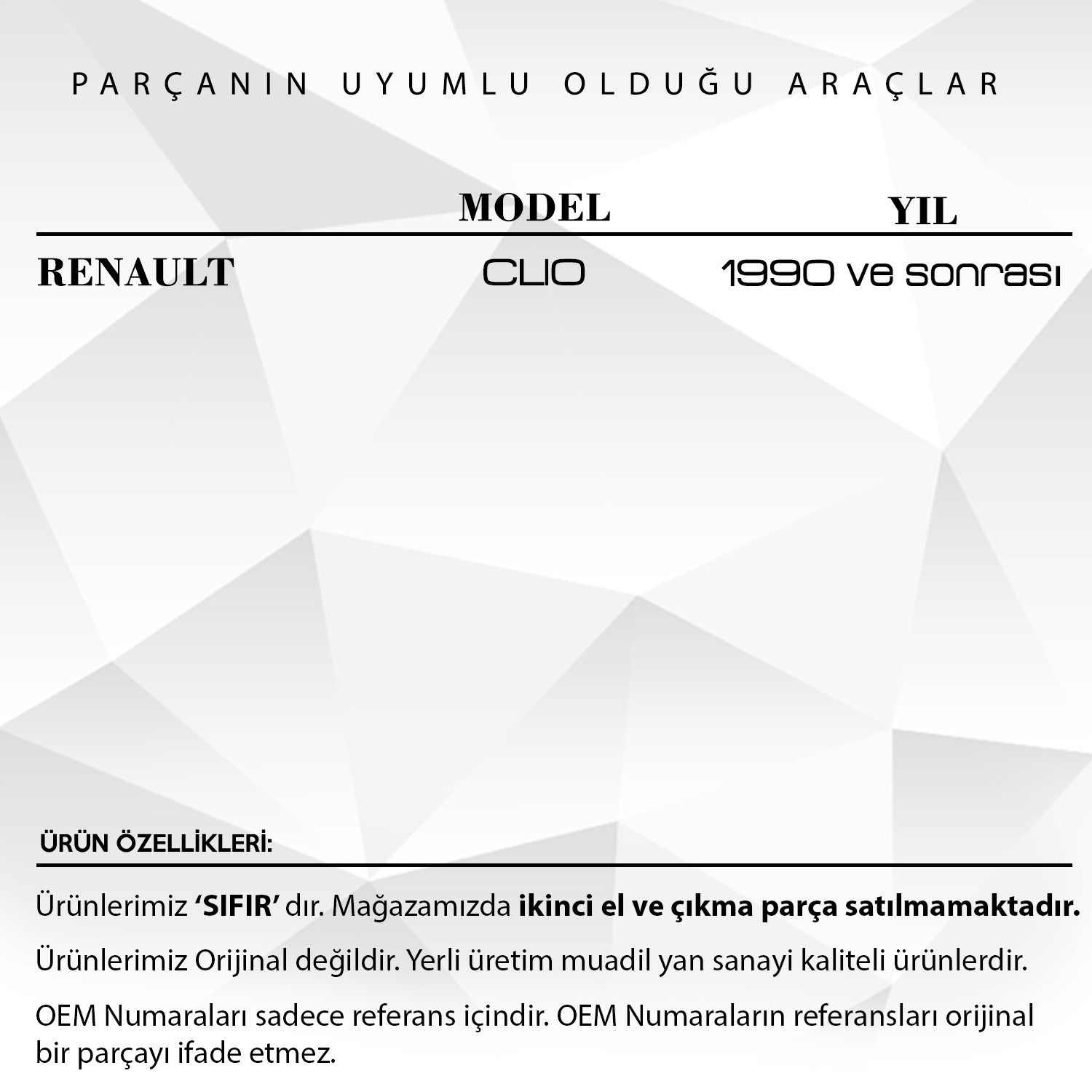 Renault Clio için Sunroof Arka Kaldırıcı Ayak (Uzun)