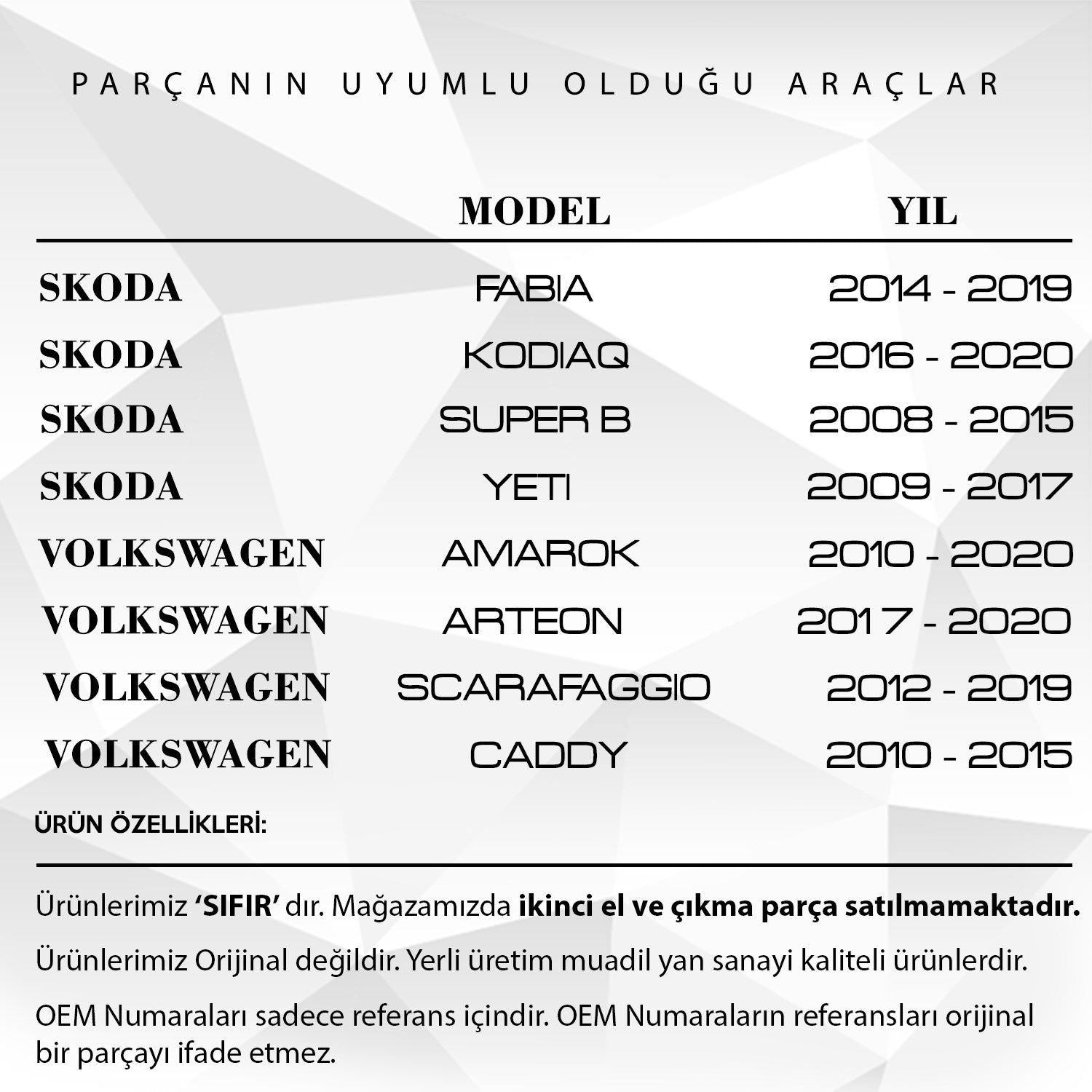 VW Caddy, Skoda Kodiaq için Ön Cam Silecek Suyu Fıskiye Memesi