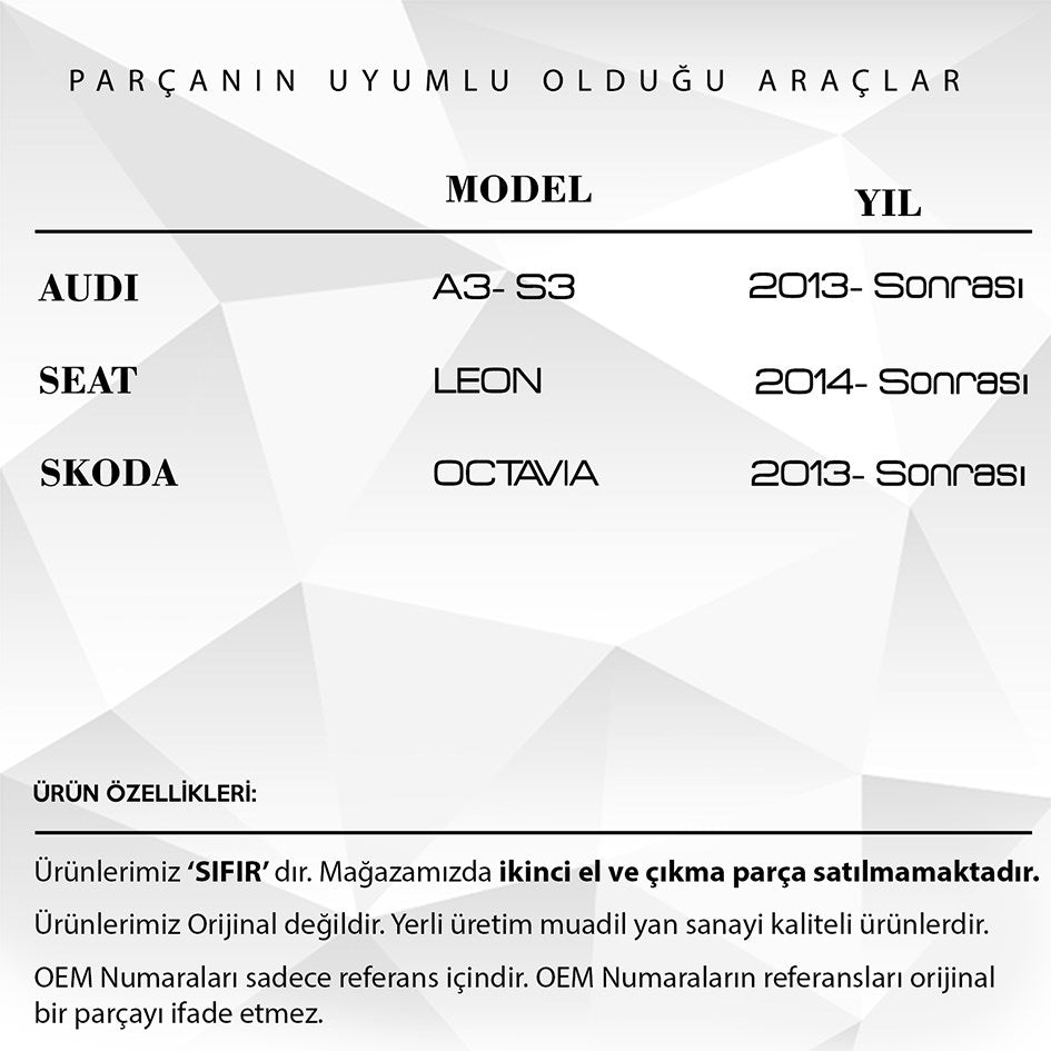 Volkswagen GOLF 7 için Sunroof Perde Parçası