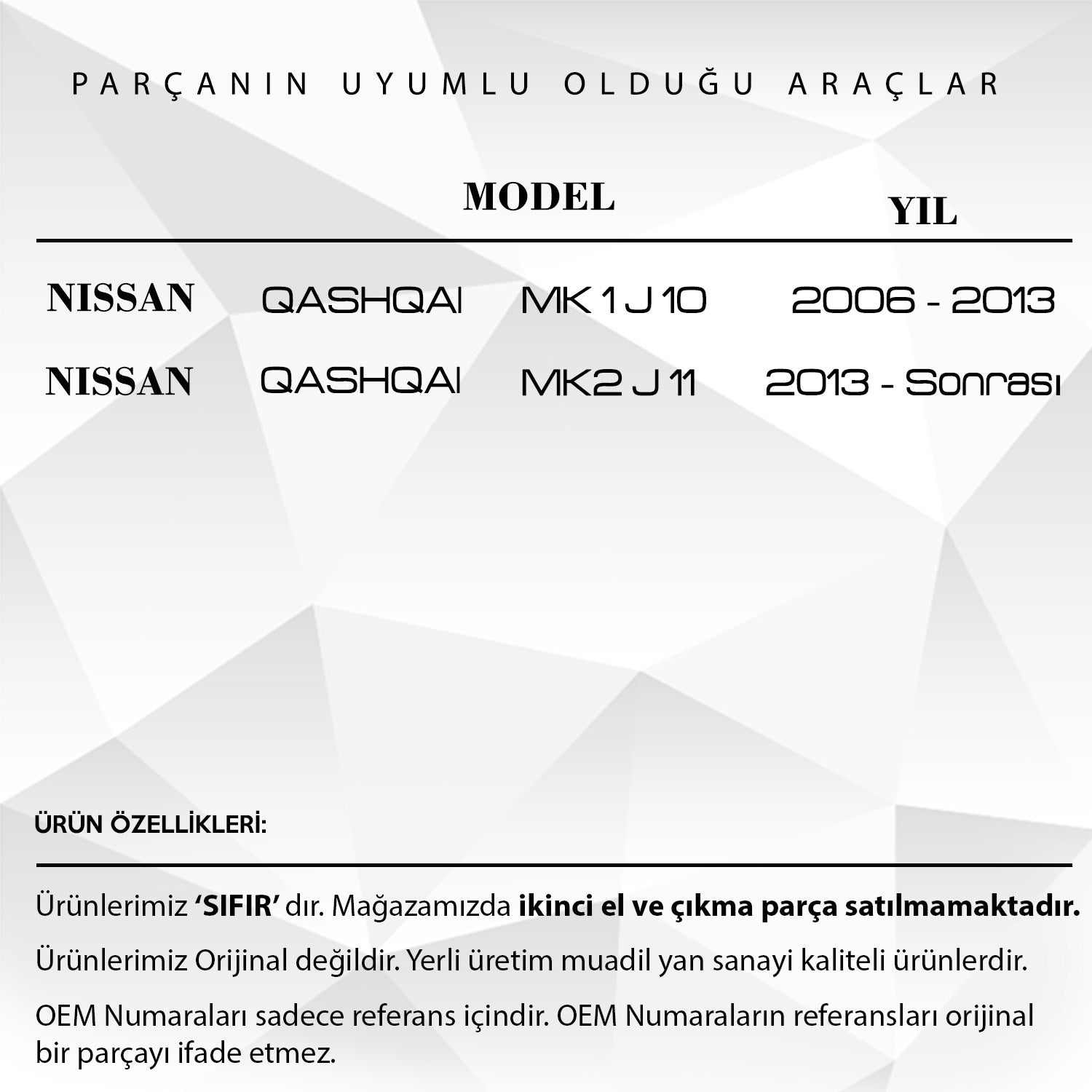 Nissan Qashqai için Kapı Kilit Tamir Dişlisi