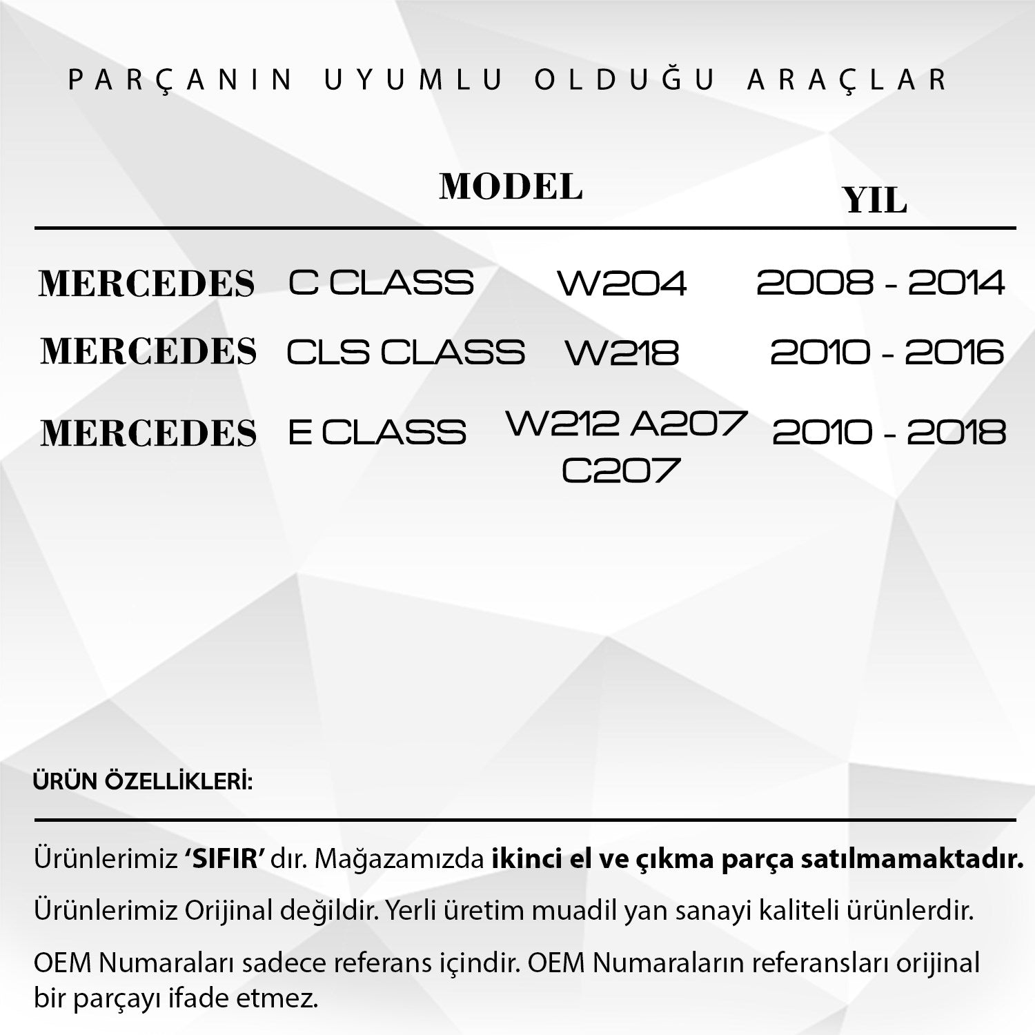 Mercedes W204 W218 W212 Sunroof Açma Siyah Düğme Kapağı 212900102