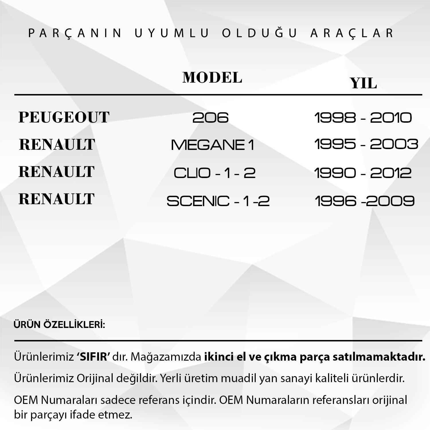 Peugeot 206 1998–2010 için Sunroof Motor Tamir Dişli Demir Milli