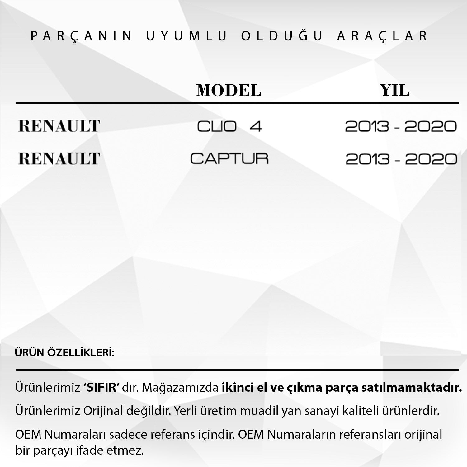 Renault Clio 4, Captur için Cam Açma Düğme Kapağı