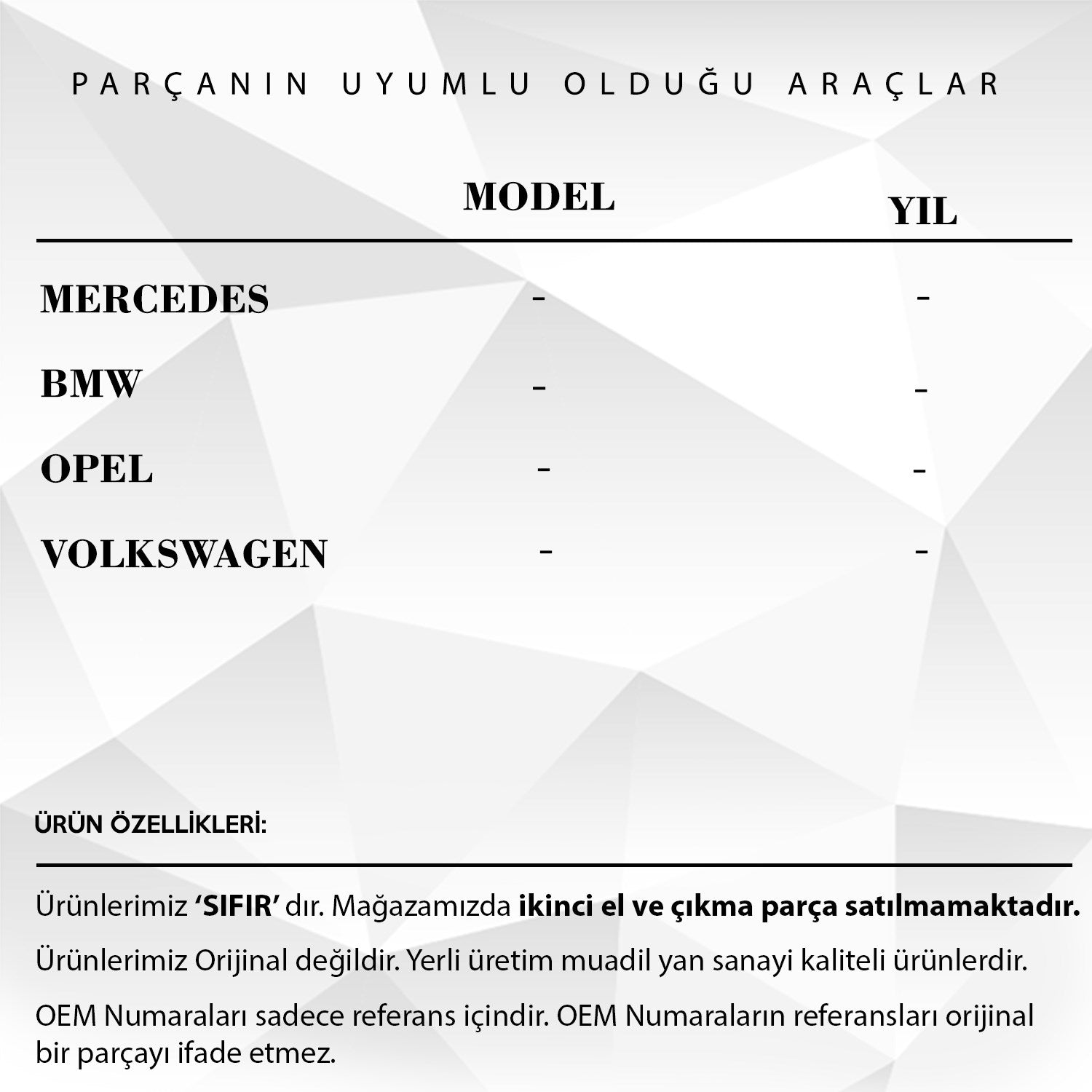 BMW - MERCEDES - OPEL - VW için  Sunroof Motor Dişlisi