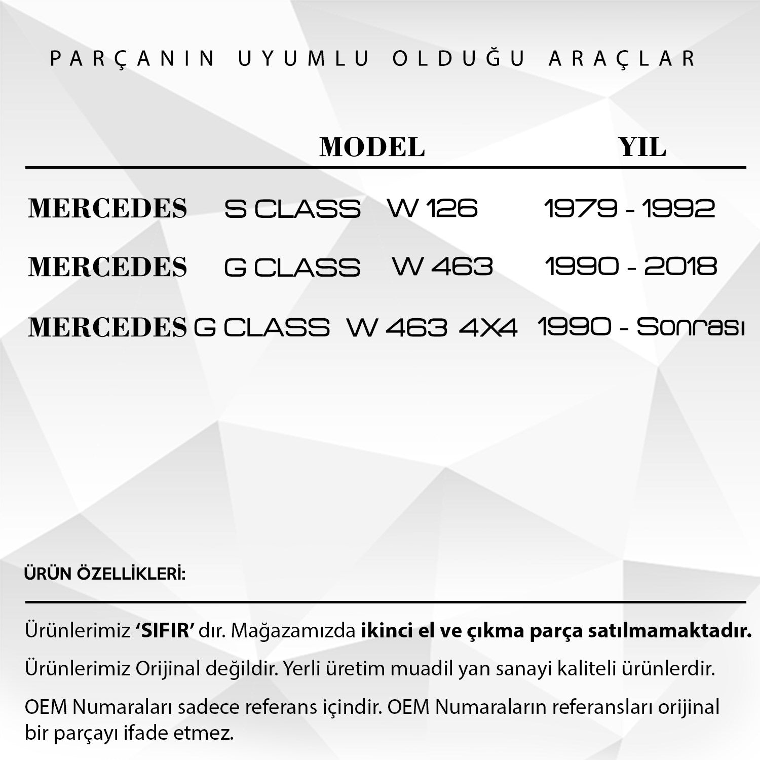 Mercedes S Class W126, G Class W463 için Sunroof Ayak Tamir Seti Sağ ve Sol