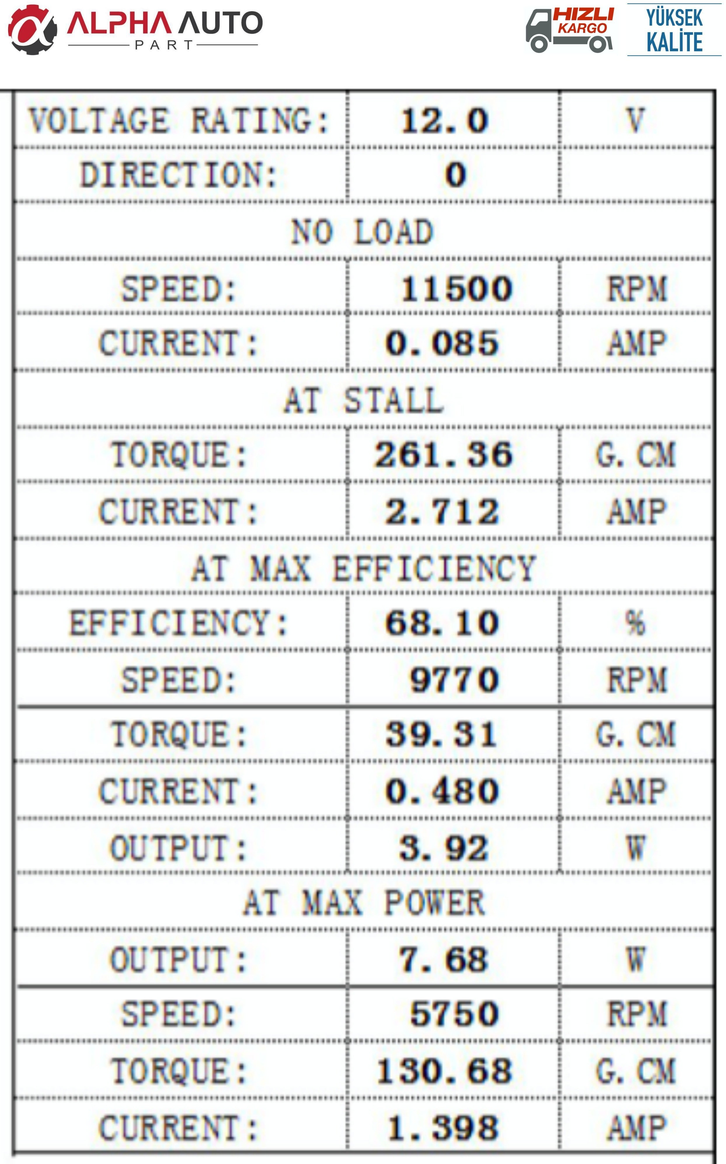 DC Mikro Motor 12V Devir:11500 RPM Uzunluk: 65mm  - 31mm Mil