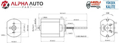 DC Mikro Motor 12V  Uzunluk:65mm Mil:31mm