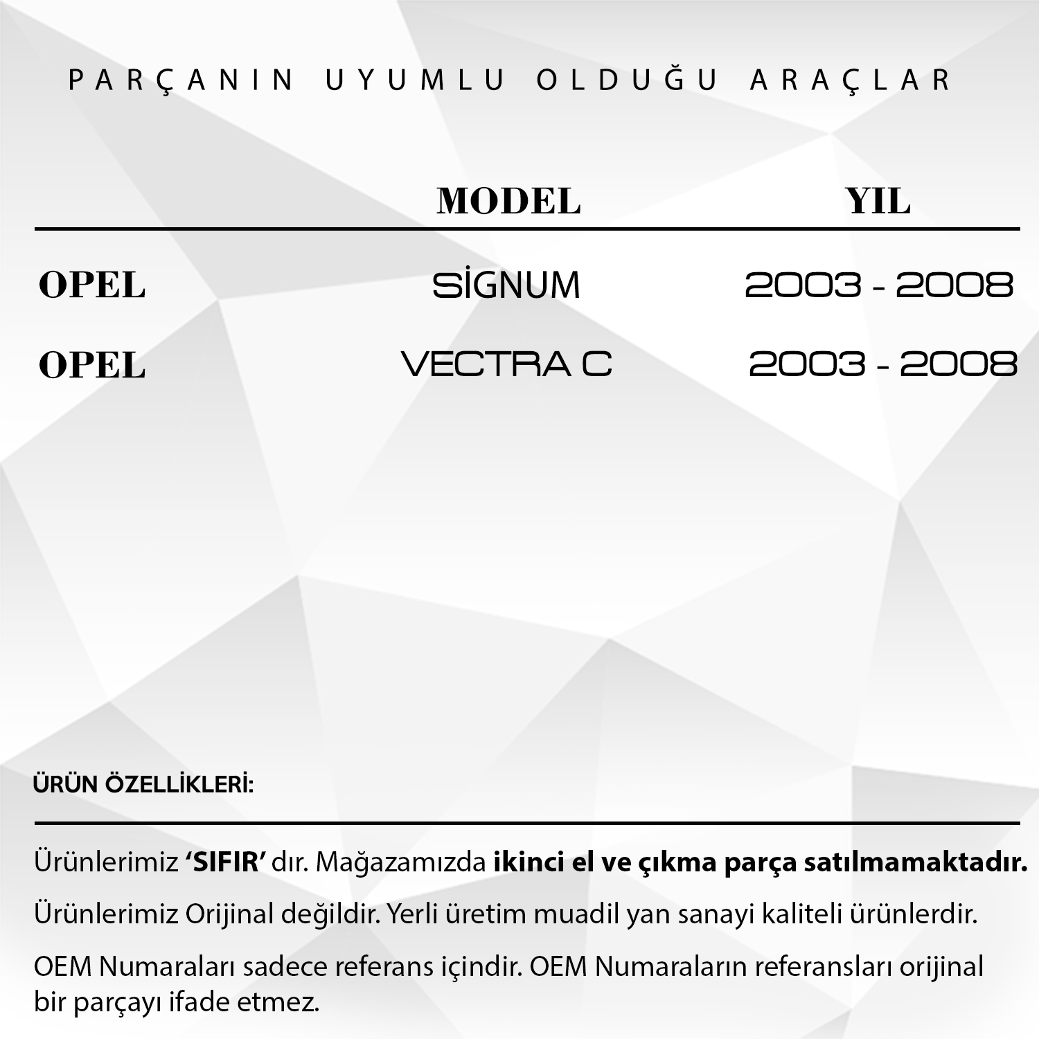 Opel Signum, Vectra için Bagaj Açma Düğmesi