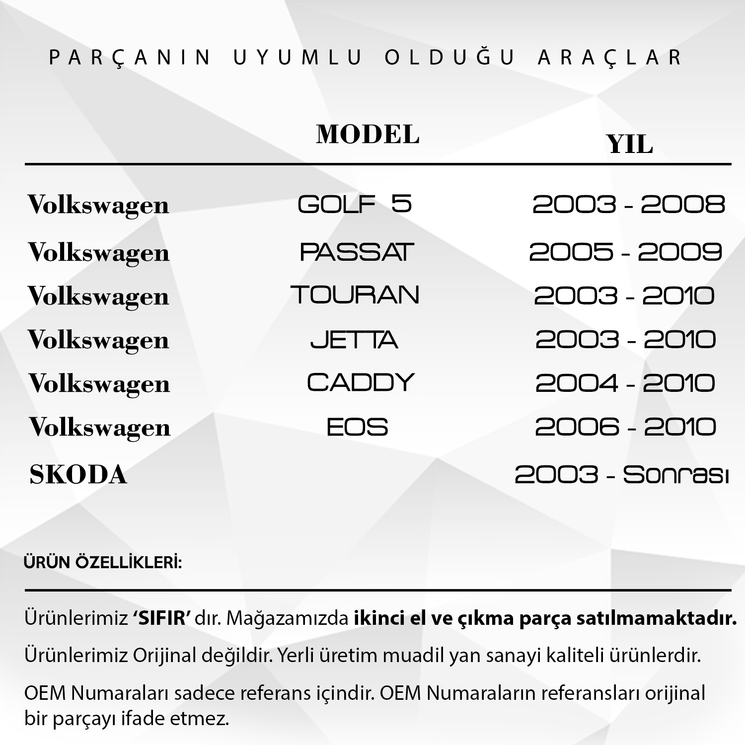 Volkswagen Caddy, Golf 5, Passat, Touran, Jetta, Skoda için Kilometre Gösterge Ekranı