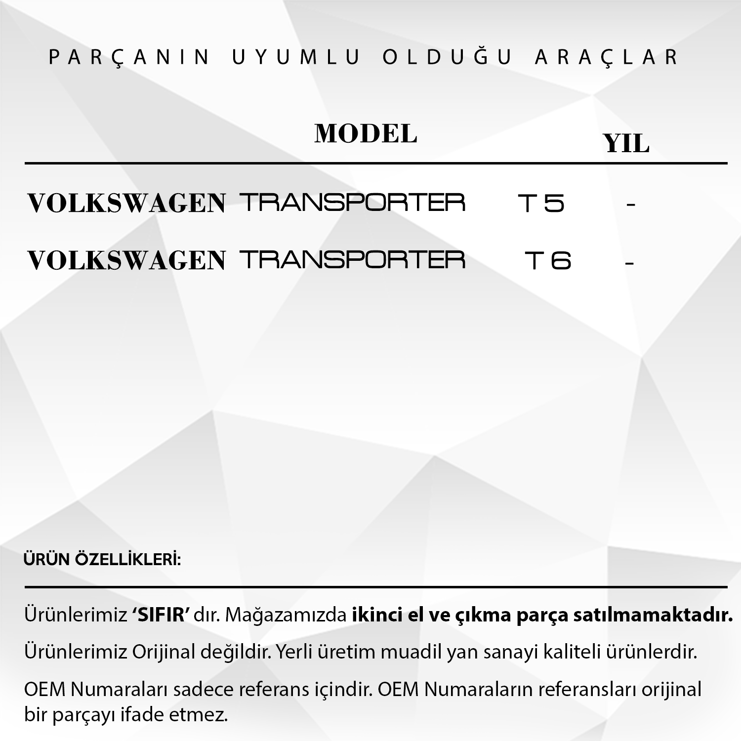 Volkswagen Transporter T5 - T6 için 5 Vites Topuzu Numaratörü