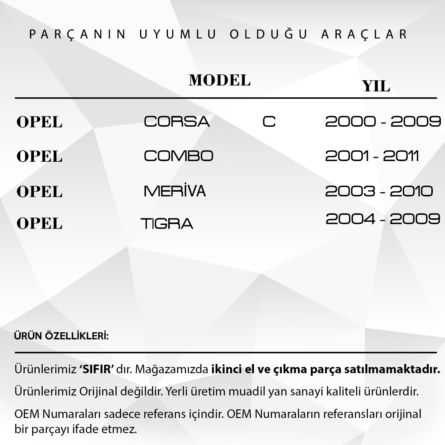 Opel Corsa C, Combo, Meriva, Tigra için Vites Tamir Takımı