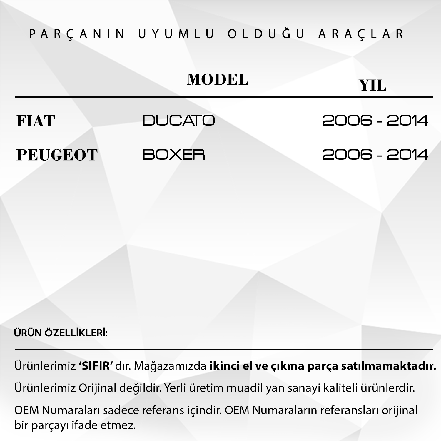 Fiat Ducato, Peugeot Boxer için Pedal Lastiği