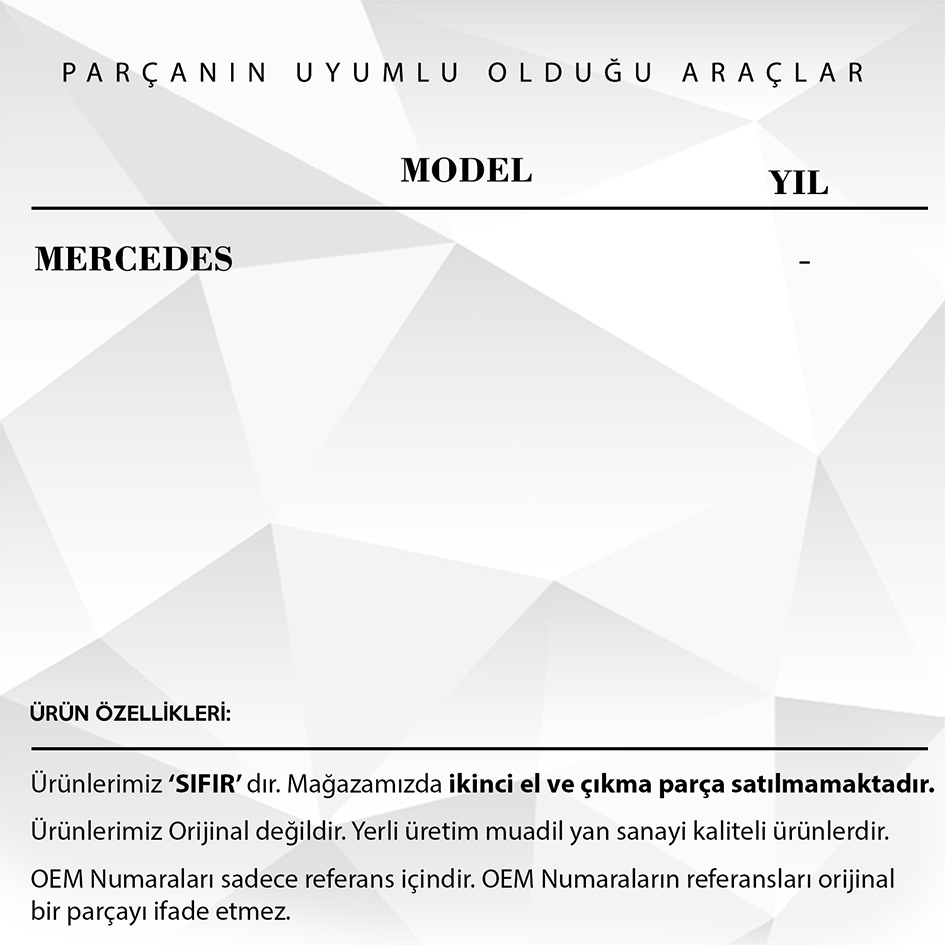 Mercedes  için Arka Güneşlik Motoru Dişlisi (Type 1)