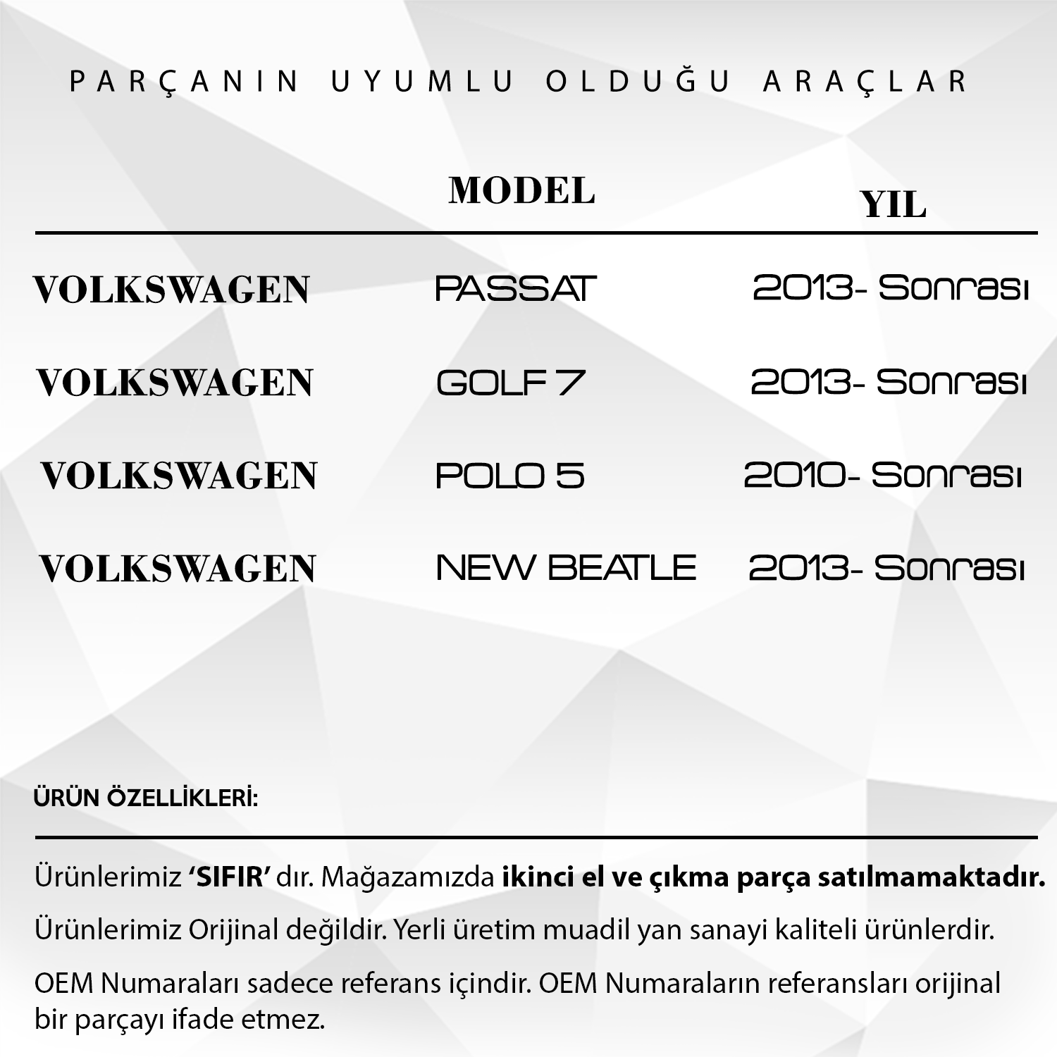 Volkswagen Passat, ,Polo için Sunroof Panaromik Tavan Tamir Ayağı Seti