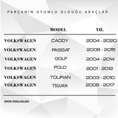 Vw Golf, Passat, Polo, Caddy, Tiguan, Touran İçin Arka Silecek Kol Kapağı