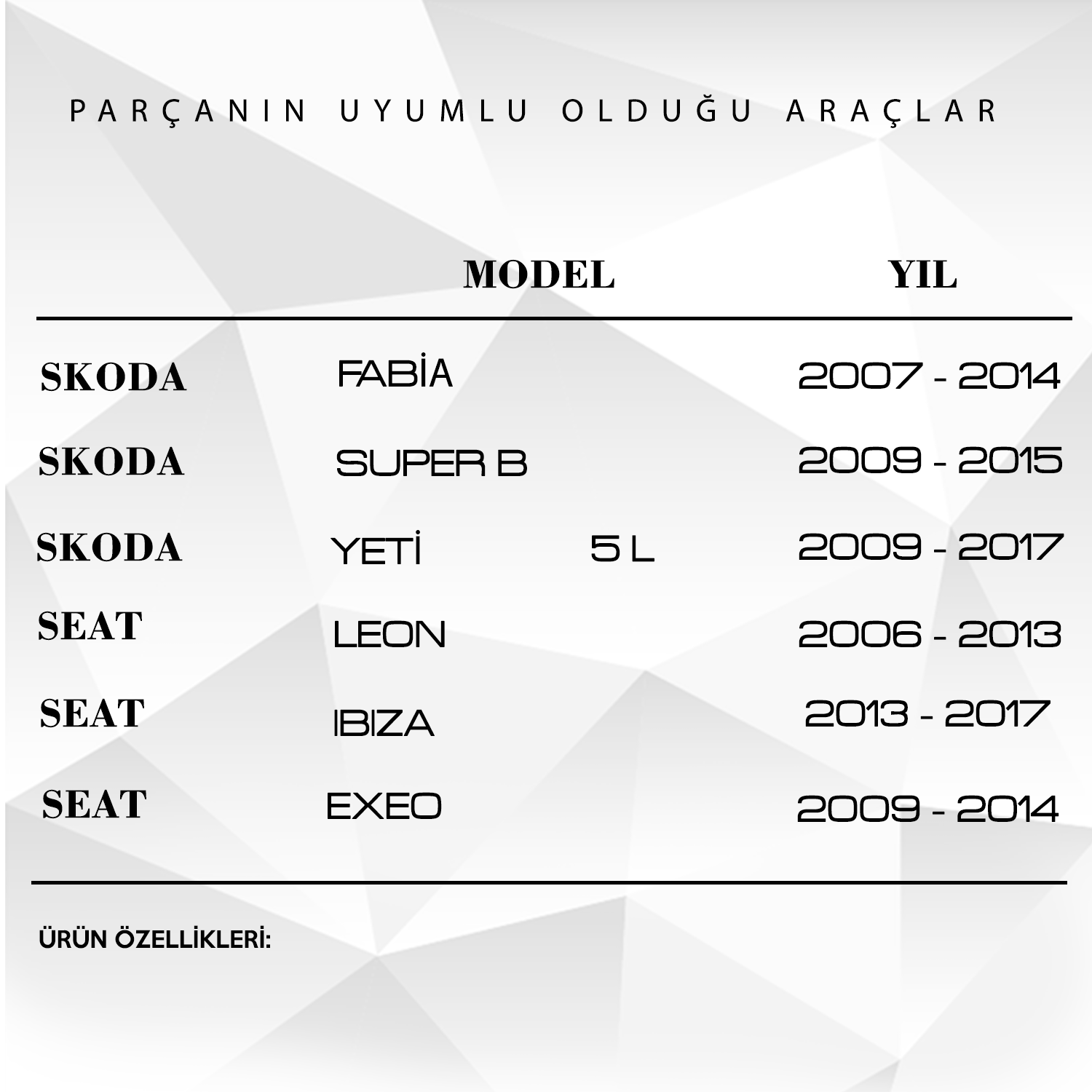 Seat Leon, Ibiza,Skoda Fabia, SuperB  için Arka Silecek Kol Kapağı