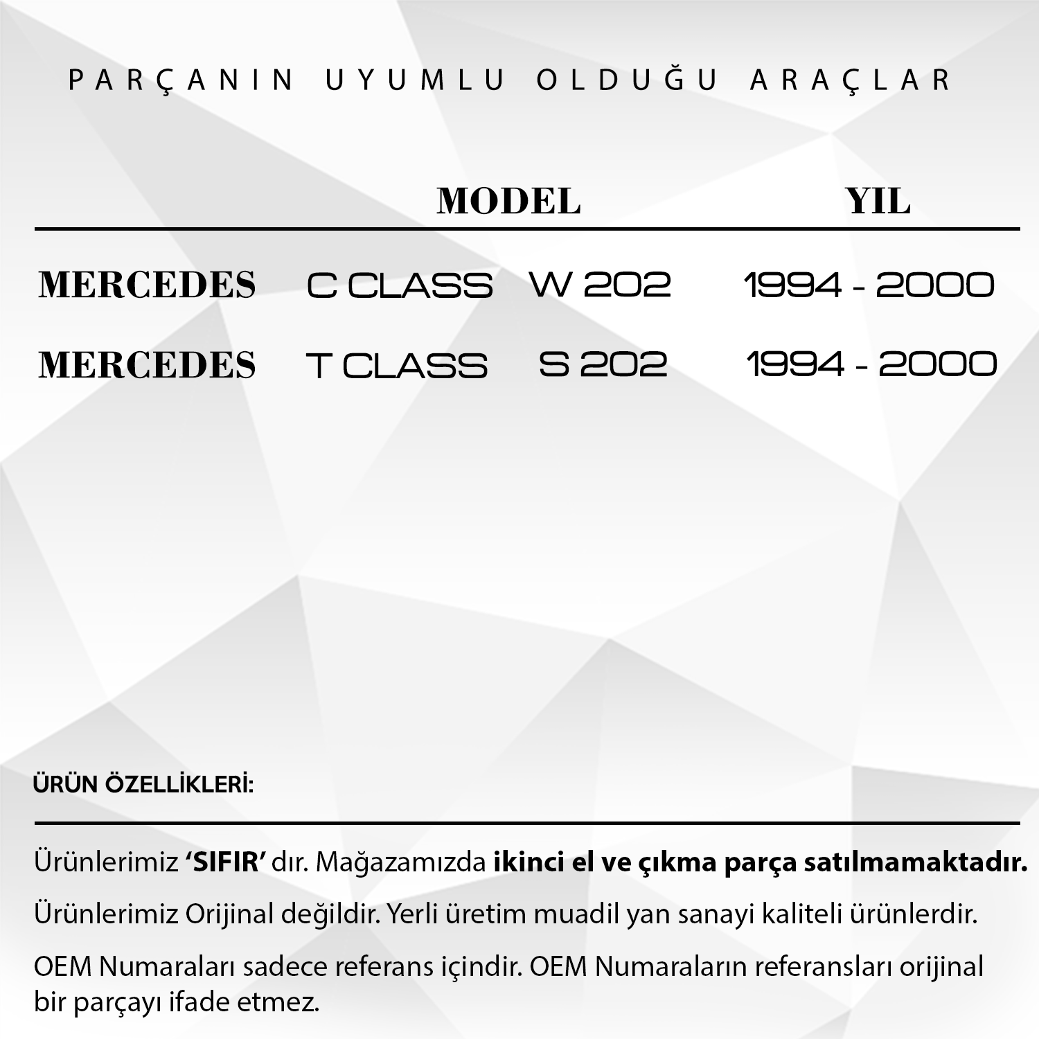 Mercedes C Class W202, S202 için Ön Silecek Motor Dişlisi