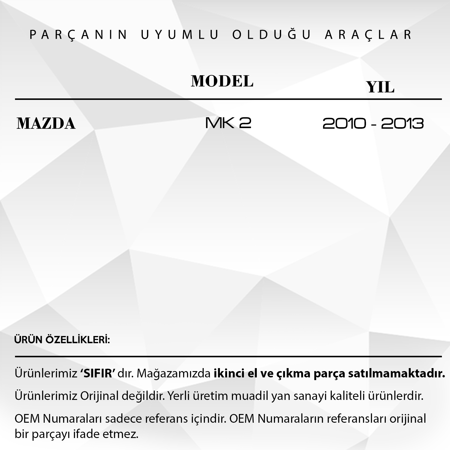 Mazda için Ayna Motor Dişlisi - 30 Diş