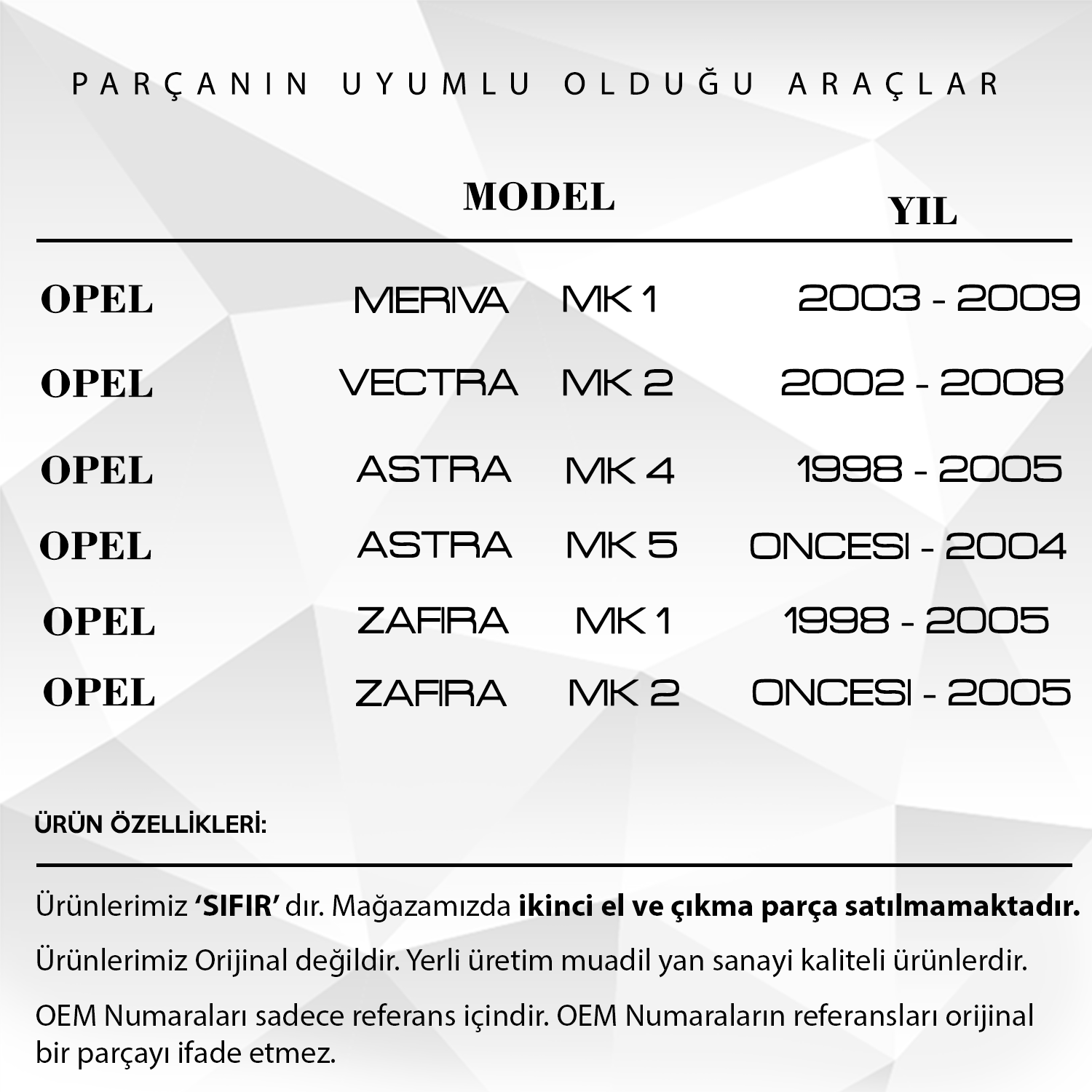 Opel için Motor Üst Kapak Vakum Lastiği