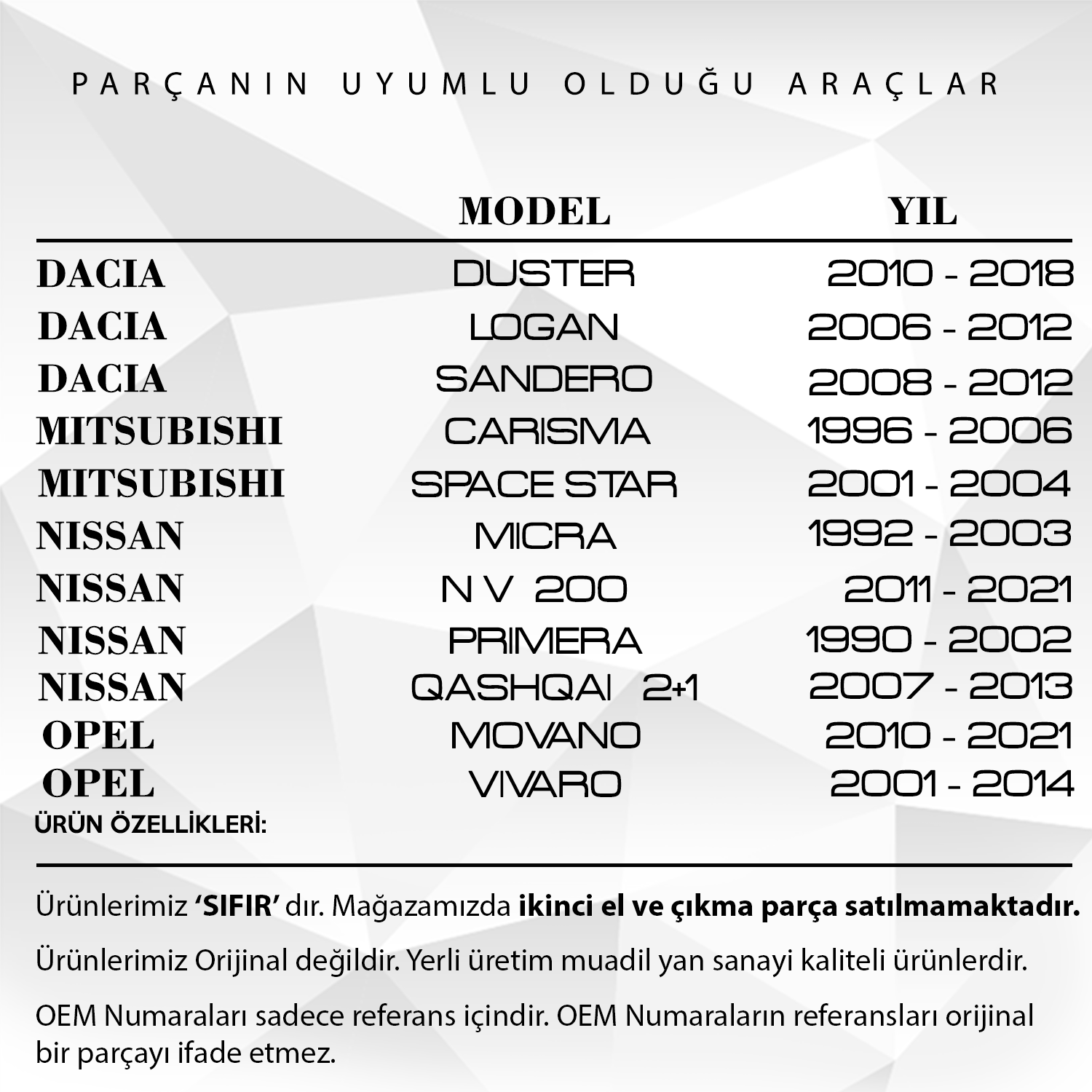 Dacia, Mitsubishi, Nissan, Opel için Radyatör Depo Kapağı