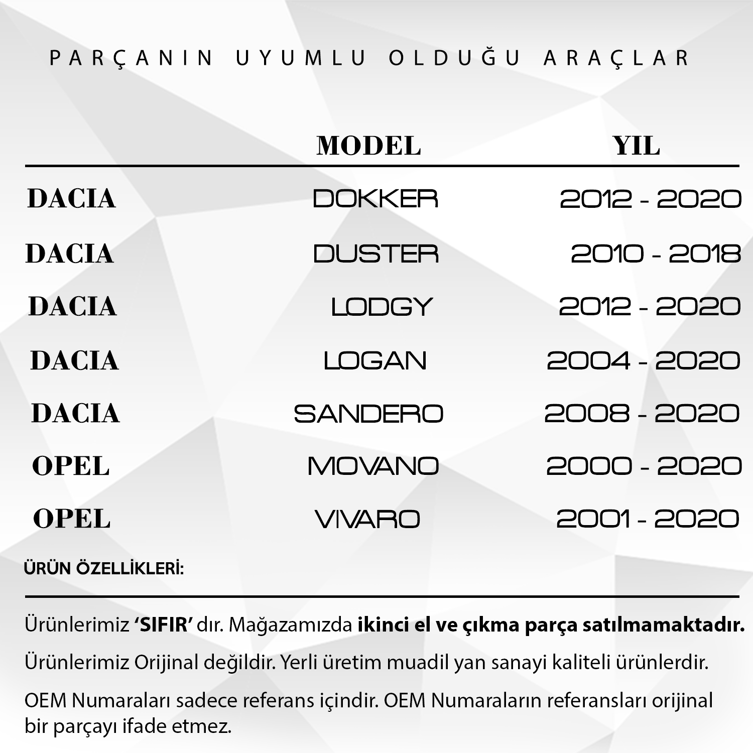 Dacia Duster, Dokker, Opel Movano, Vivaro için Motor Yağ Kapağı