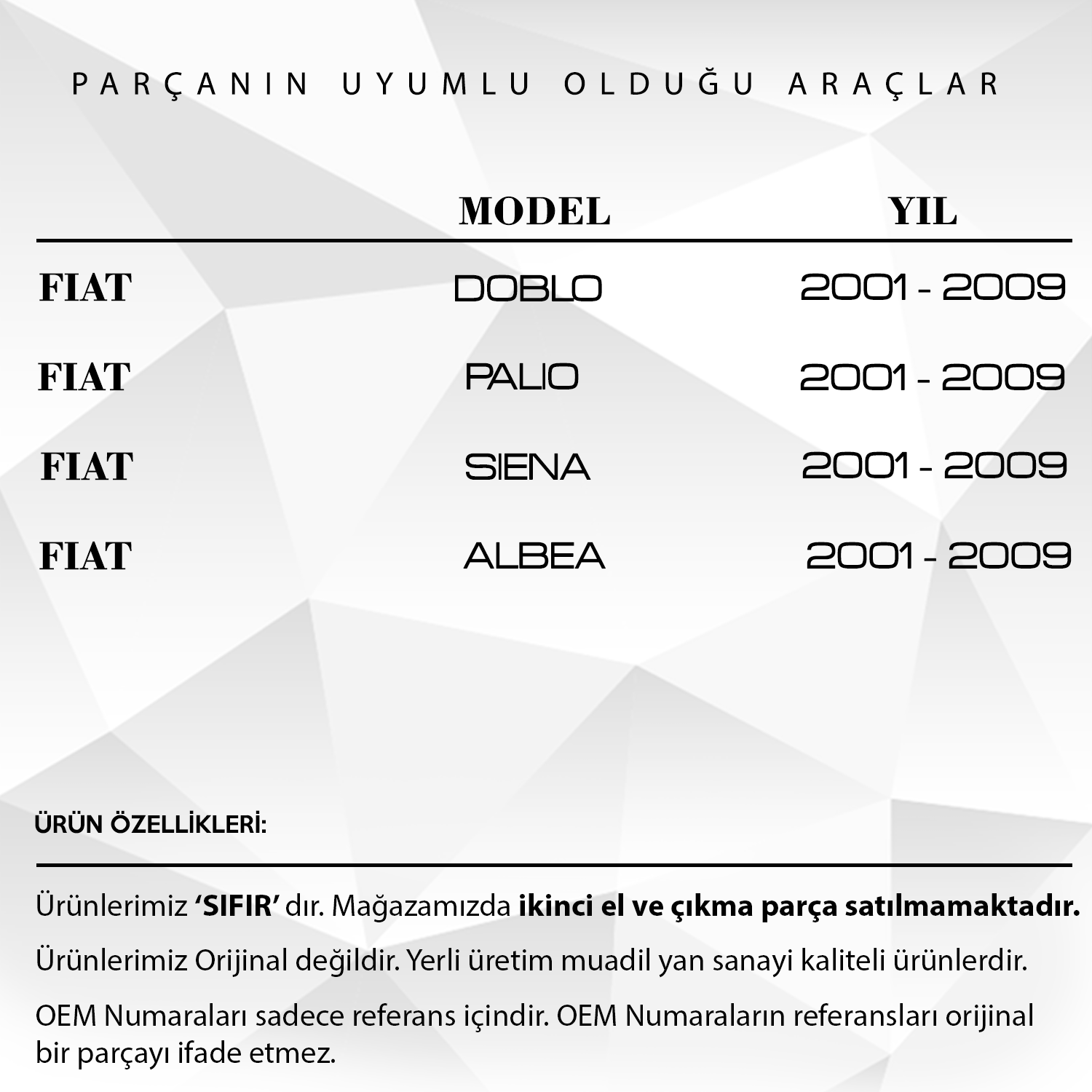 Fiat Doblo, Palio, Siena için Kaput Dayama Tel Tutucu Klipsi