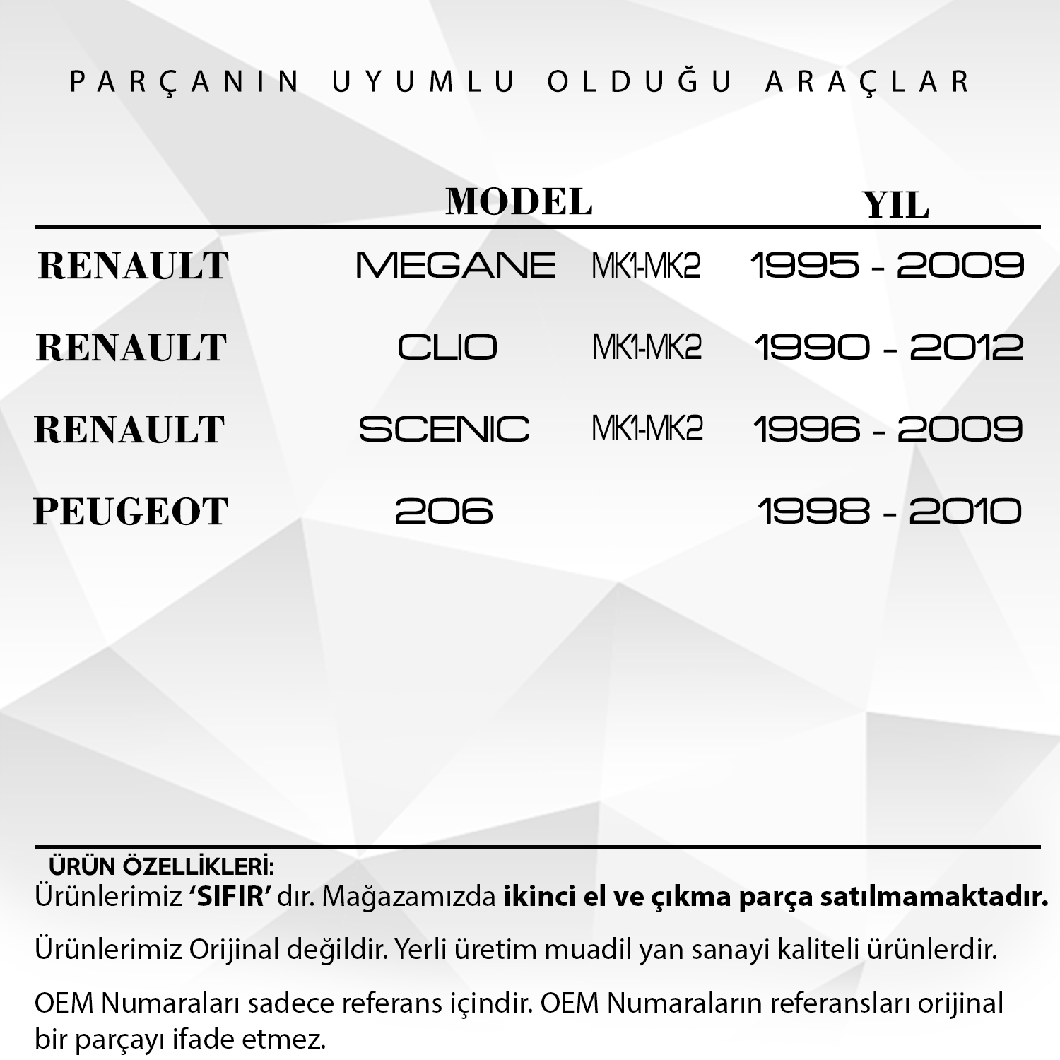 Renault Megane Clio Scenic, Peugeot 206 için Sunroof Motor Dişlisi