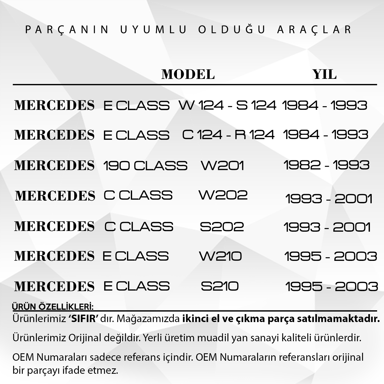 Mercedes W124 W201 W202 W208 W210 için Ön Silecek Kolu Kapağı