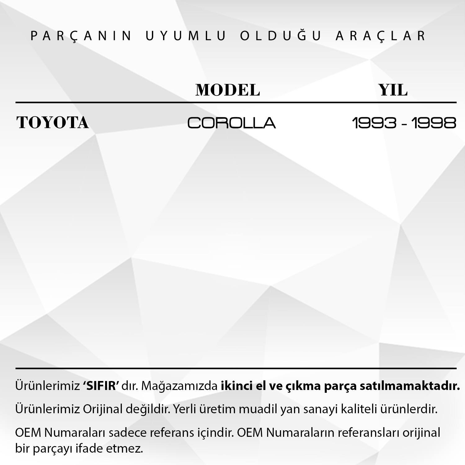 Toyota Corolla için Su Fıskiye Memesi