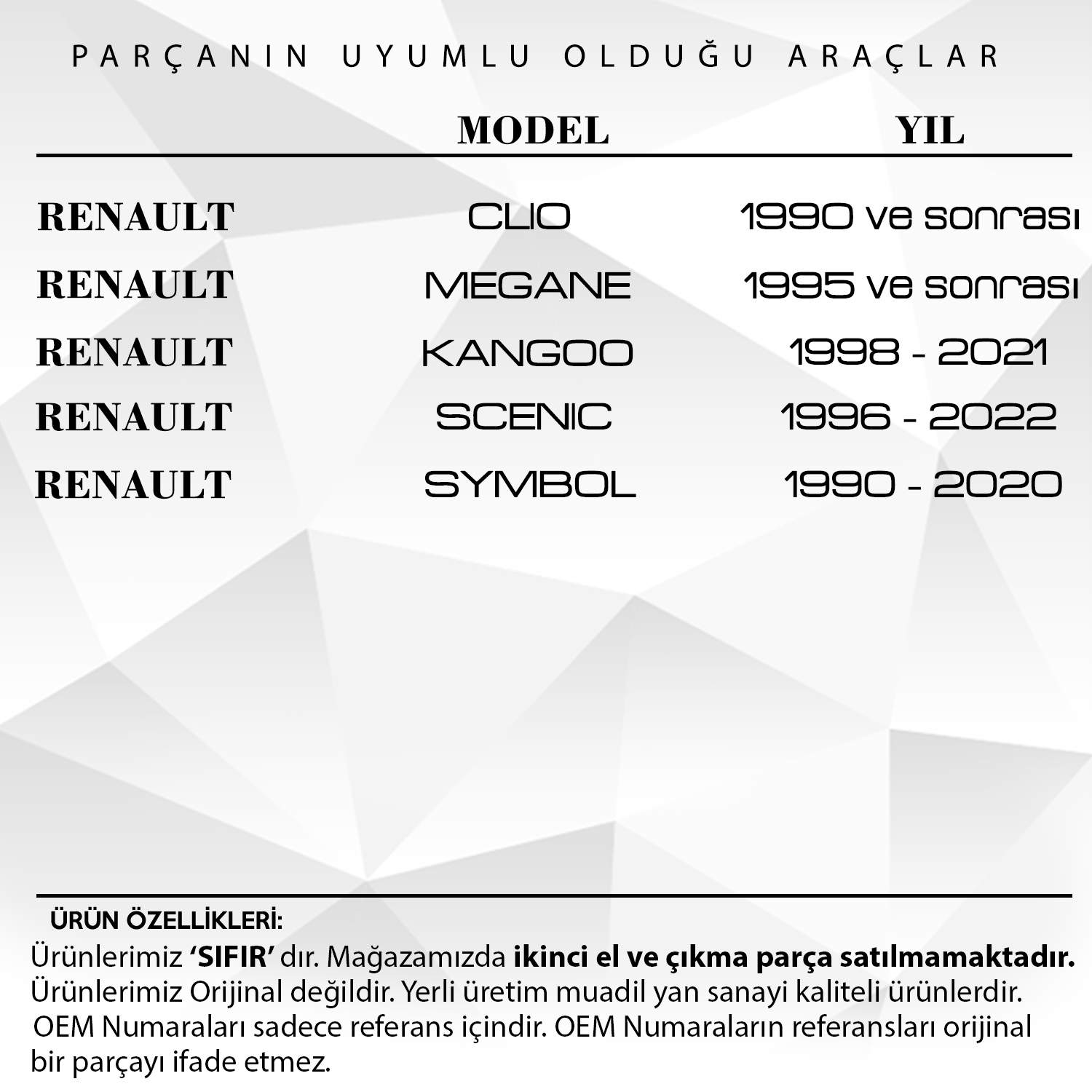 Renault Clio, Megane, Kangoo, Scenic, Symbol için Motor Yağ Çubuğu