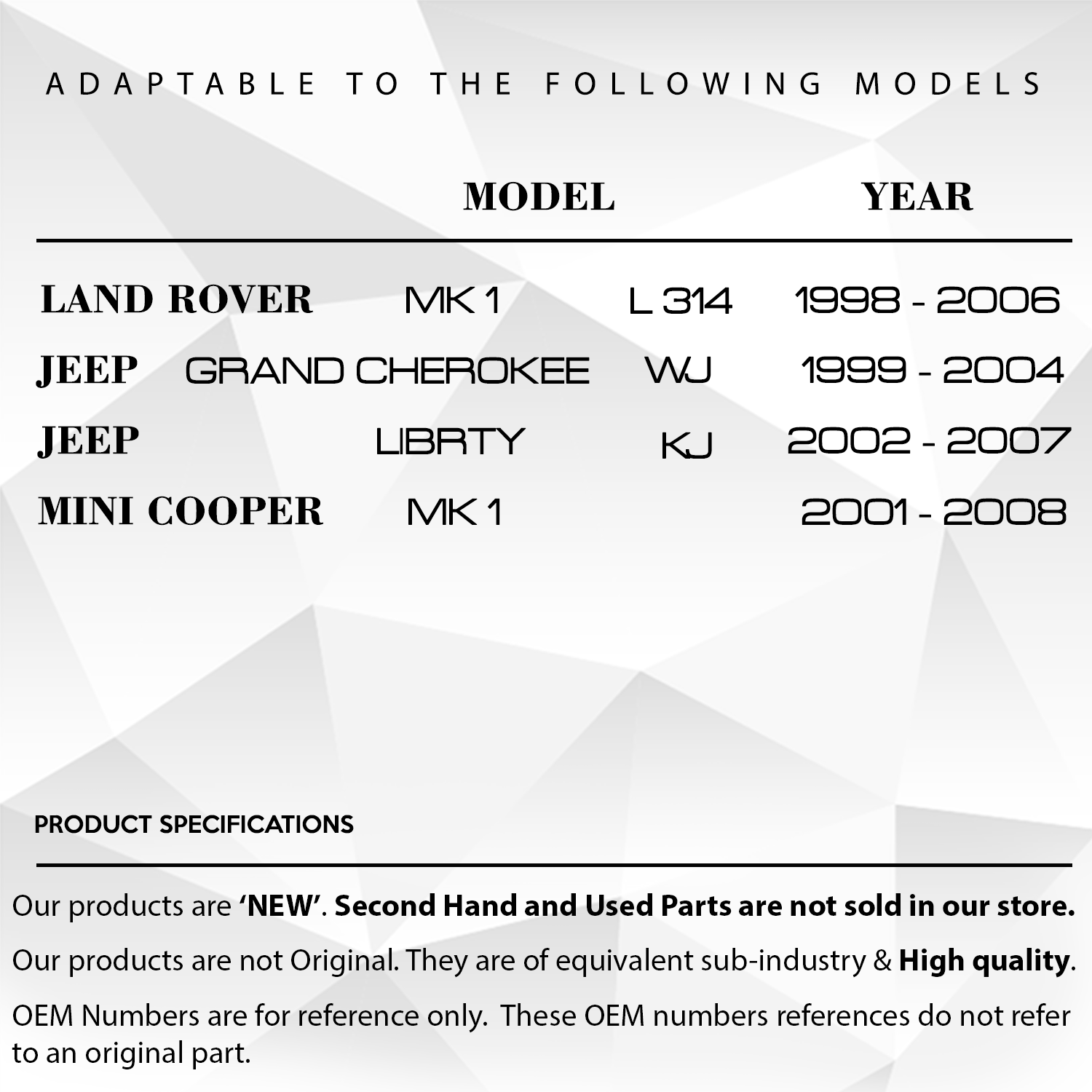 BMW - Chrysler-Land Rover Freelander için Yan Katlanır Ayna Yaylı Motor Yuvası