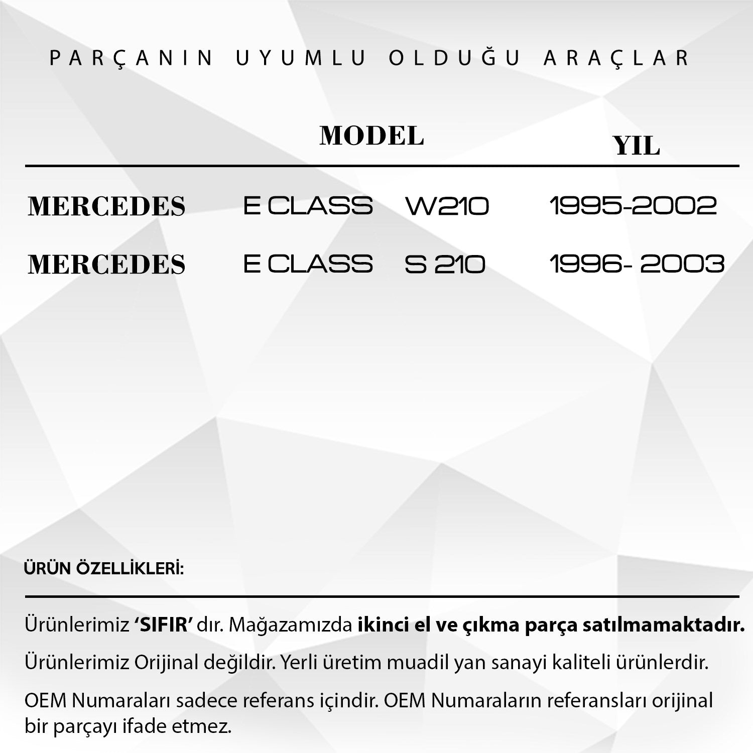 Mercedes E sınıfı W210,S210 için GPS Anten Tamir Takımı