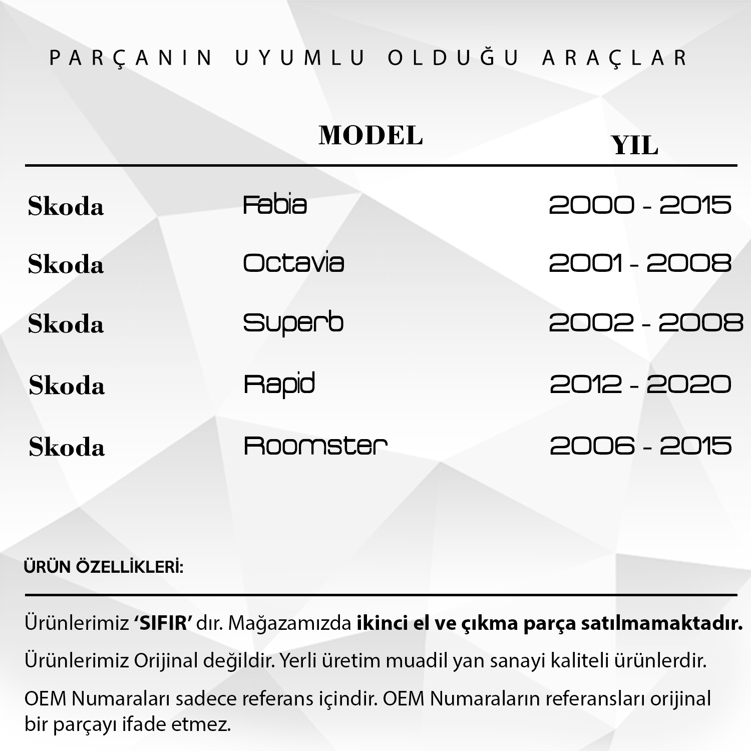 Skoda Fabia 2000-2015 için Çamurluk Sinyali Lambası