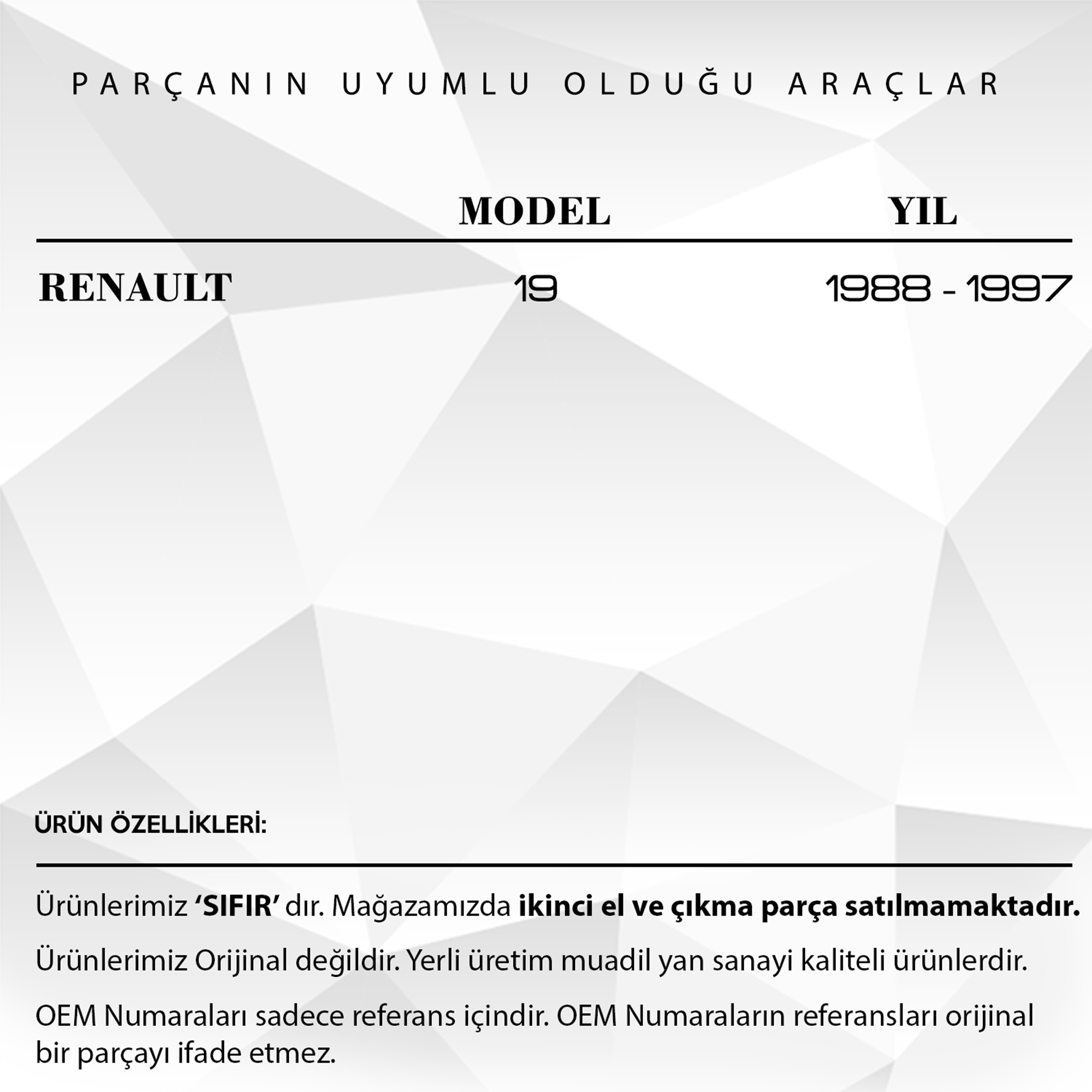 Renault 19 için Kapı Kilit Plastiği