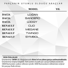 Renault Clio Symbol, Dacia Logan için Bagaj Kilit Karşılığı