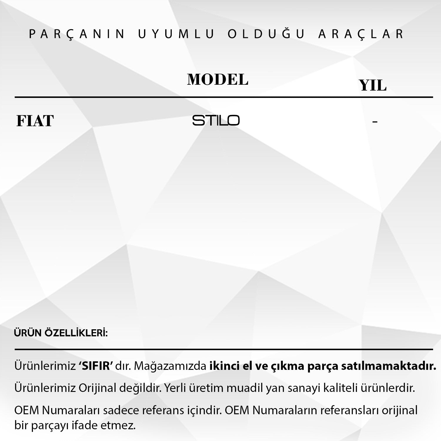 Fiat Stilo için Sunroof Tamir Parçası Metal Takım 2li sağ sol Set