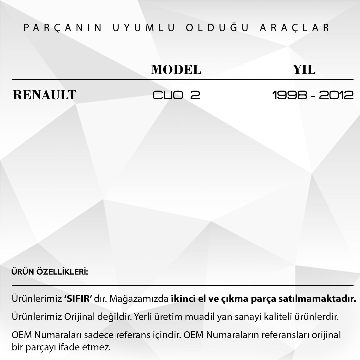 Renault Clio 2 için Su Fıskiye Memesi