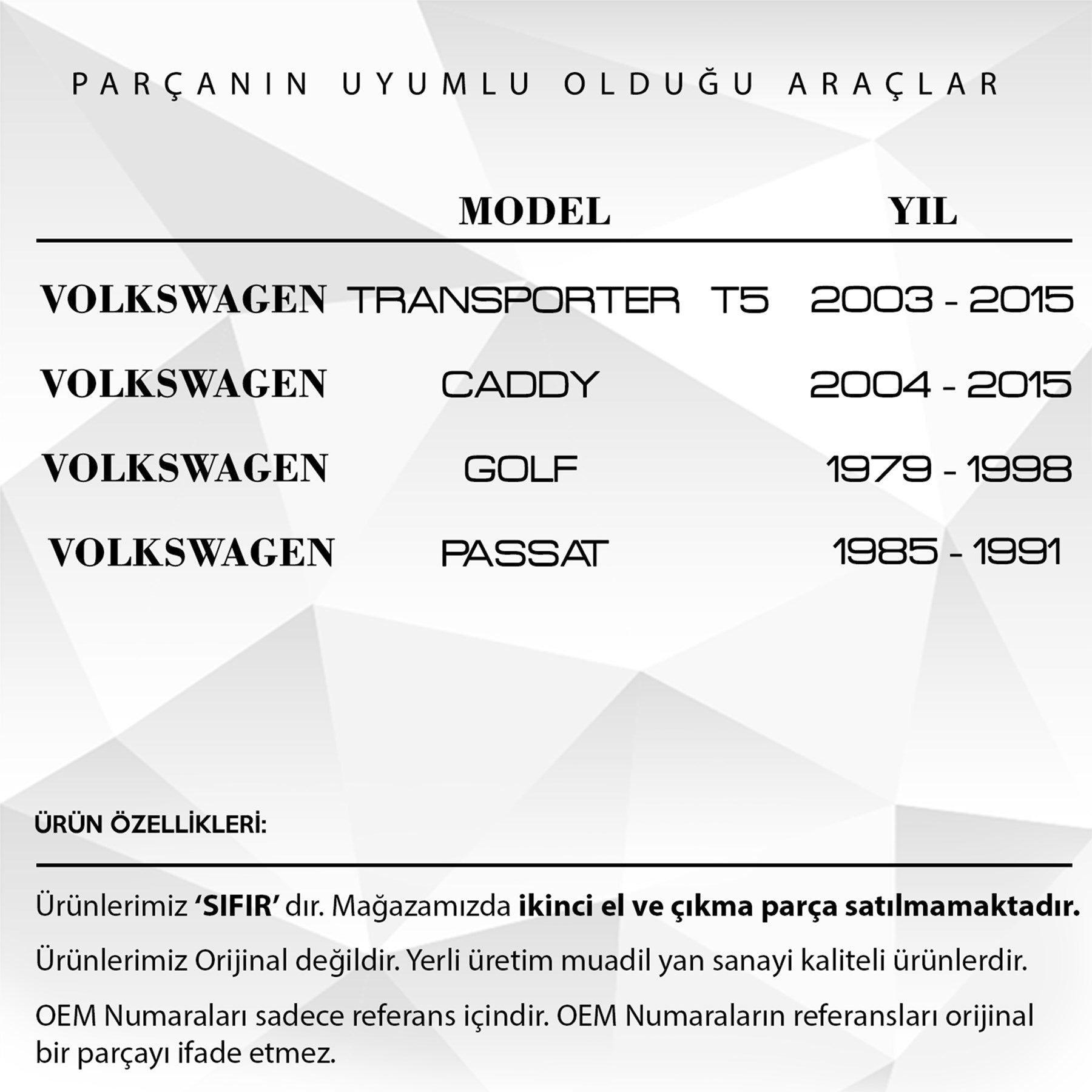 Volkswagen Golf, Caddy, Passat, Transporter T5 İçin Sürgülü Kapı Kilit Plastiği