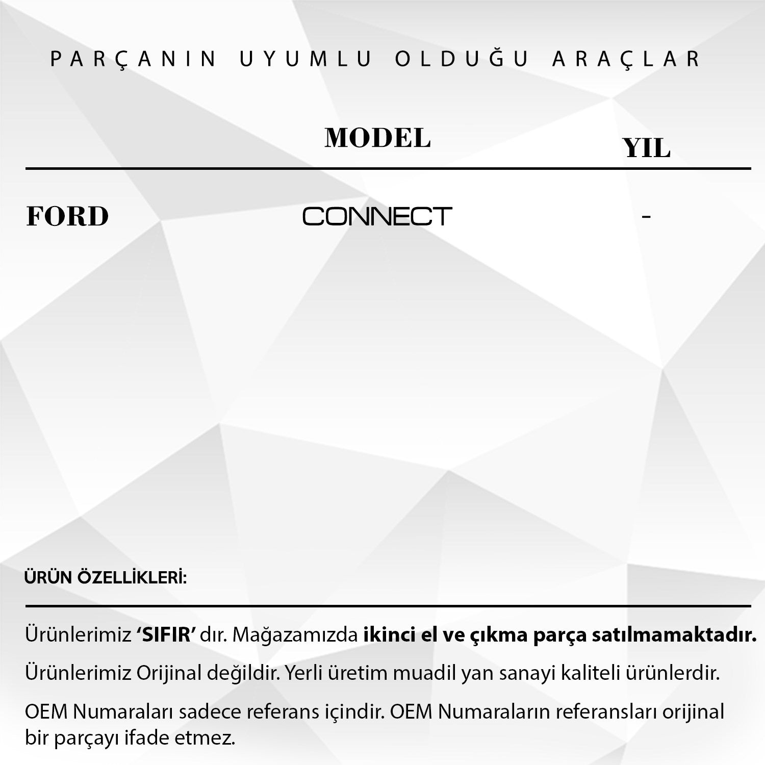 Ford Connect için Yan Orta Sürgülü Kapı Tamir Dişlisi